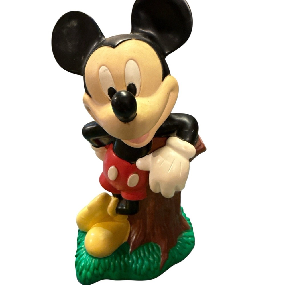 1994 Disney Mickey Mouse Coin Bank Vintage 8" Vinyl Just Toys W/ Stopper Vintage
